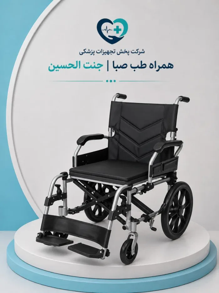 ویلچر تنه دوبل چهارچرخ رکاب تاشو هیراد